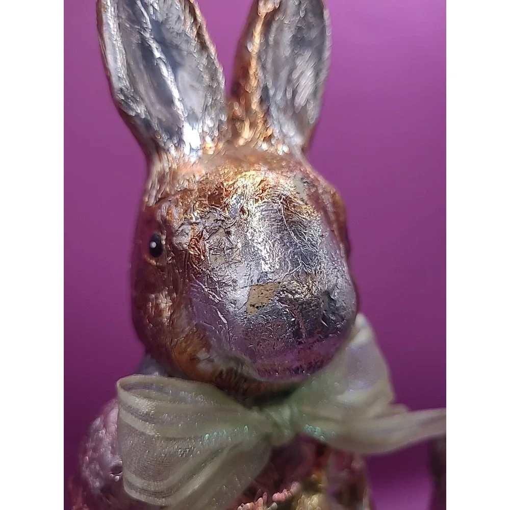 Vintage Ganz Faux Foil Wrapped Chocolate Easter Bunny Rabbit Lot Two Bunnies‎